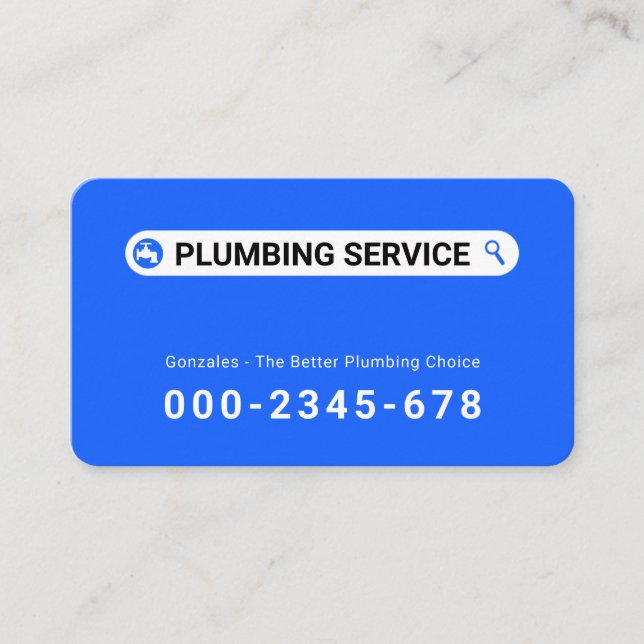 Simple Minimalist Searching Plumber Service Business Card (Front)