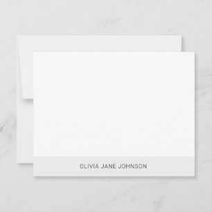 Simple Minimalist Silver White Flat Note Card