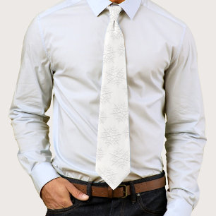 Simple Minimalist Silver Winter Snowflake Pattern Tie