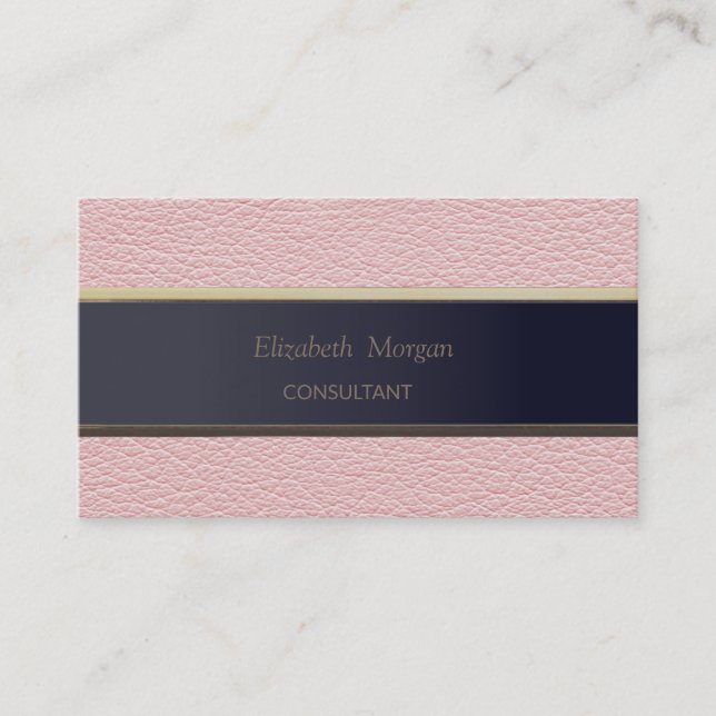 Simple Minimalist ,Stripe, Leather Look Business Card (Front)