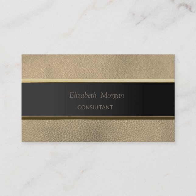 Simple Minimalist ,Stripe  Leather Look Business Card (Front)