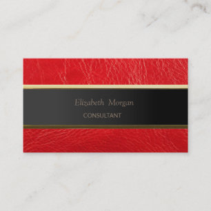 Simple Minimalist ,Stripe,Red Leather Look Business Card