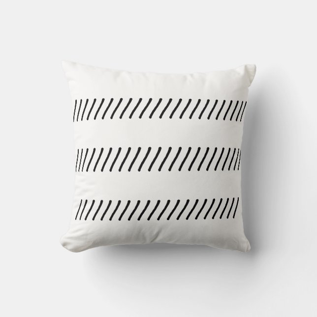 Simple Minimalist stripes / lines black and white Cushion (Front)