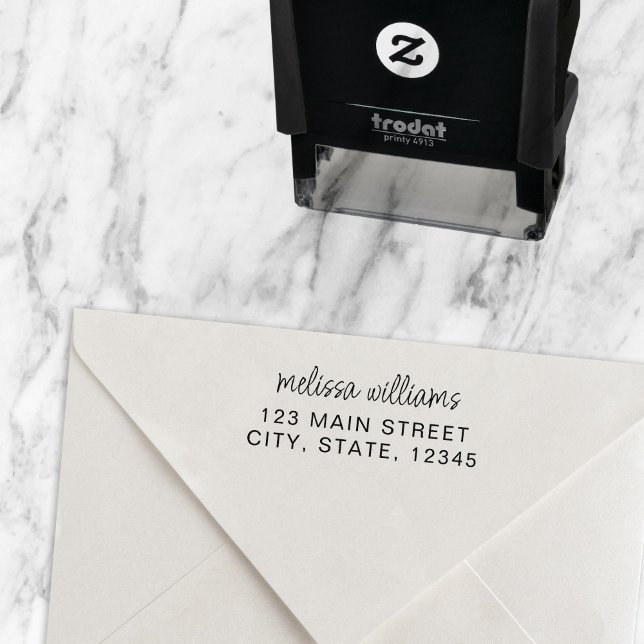 Simple Minimalist Stylish Script Wedding Address Self-inking Stamp (Creator Uploaded)