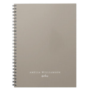 Simple Minimalist Taupe Brown Personalised Name Notebook