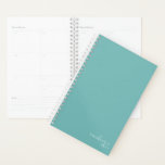 Simple Minimalist Teal Turquoise Personalised Planner<br><div class="desc">Teal Turquoise Blue Elegant Simple Minimalist Personalised Notebook featuring your name and year in modern script. Our planner is here to help you achieve your goals. It provides a way to stay organised and reflect on your life. With a simple undated design, you can use this planner for any occasion:...</div>