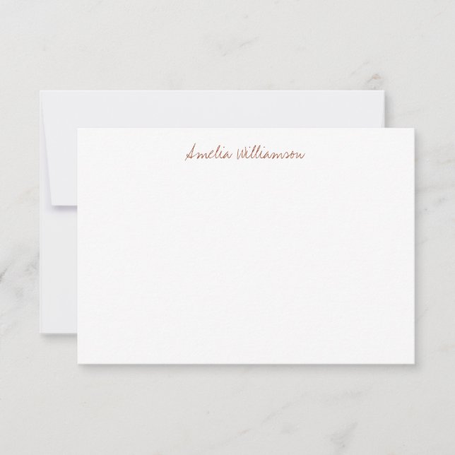 Simple Minimalist Terracotta Handwritten Script  Thank You Card (Front)