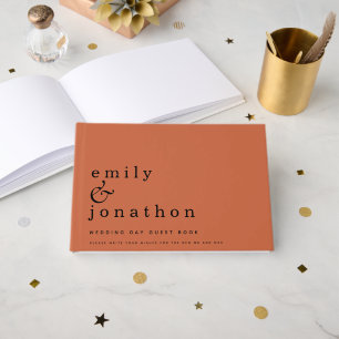 Simple Minimalist Terracotta Wedding Guest Book