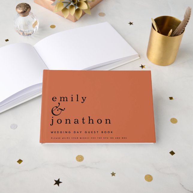 Simple Minimalist Terracotta Wedding Guest Book (Front Open)