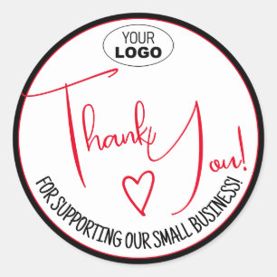 Simple Minimalist Thank You Business Labels Red