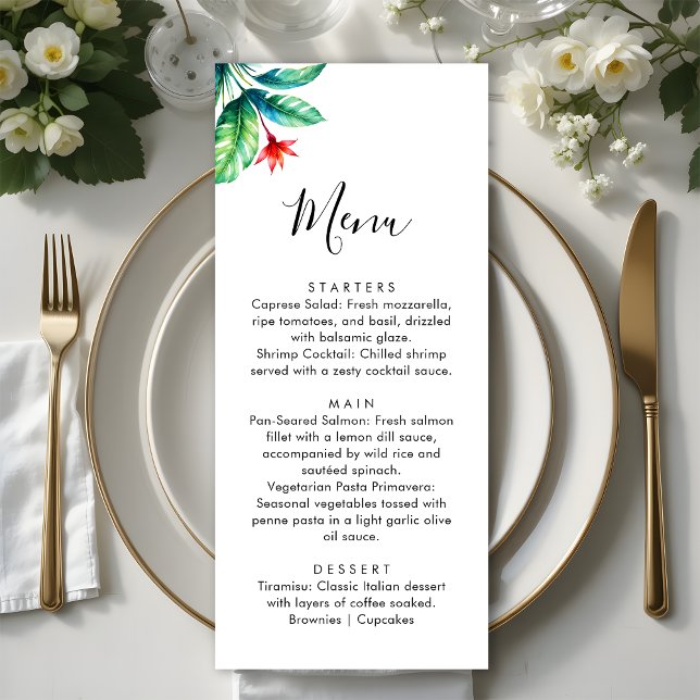 Simple Minimalist Tropical Greenery Wedding Menu (Creator Uploaded)