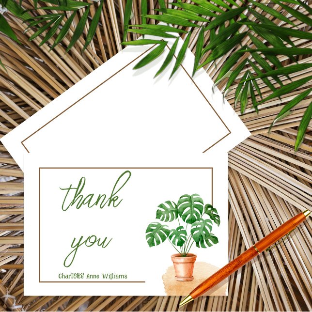 Simple Minimalist Tropical Plant Thank You Card (Creator Uploaded)