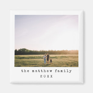 Simple Minimalist Typewriter Family Photo Magnet