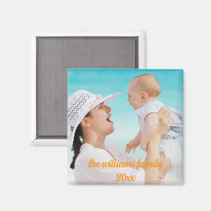 Simple Minimalist Typewriter Family Photo Magnet