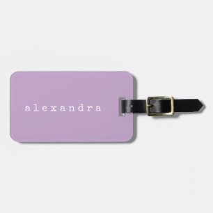 Simple Minimalist Typewriter Name Custom Purple Luggage Tag
