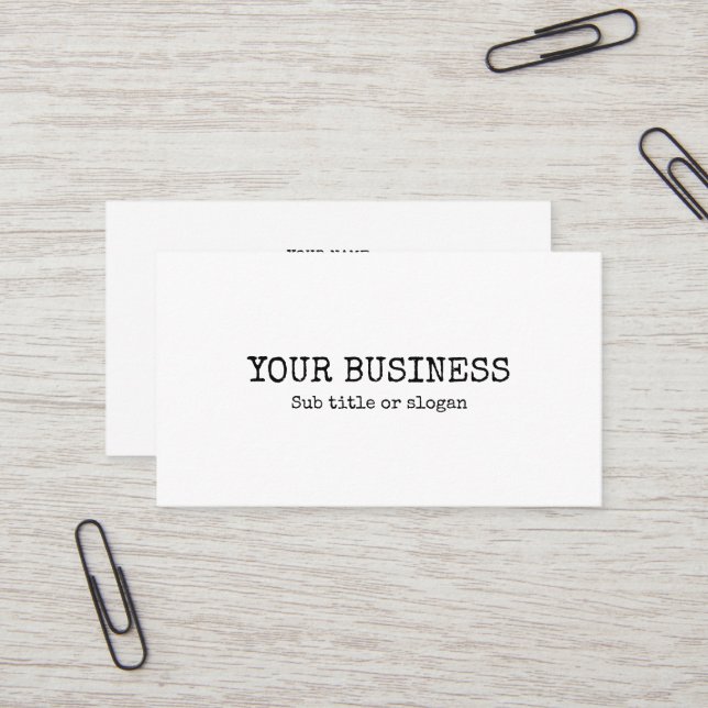 Simple minimalist typewriter typography business card (Front/Back In Situ)