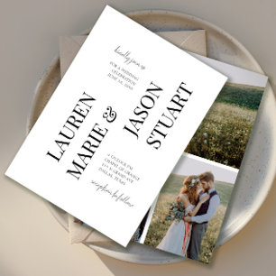 Simple Minimalist Typography Black Wedding 3 Photo Invitation