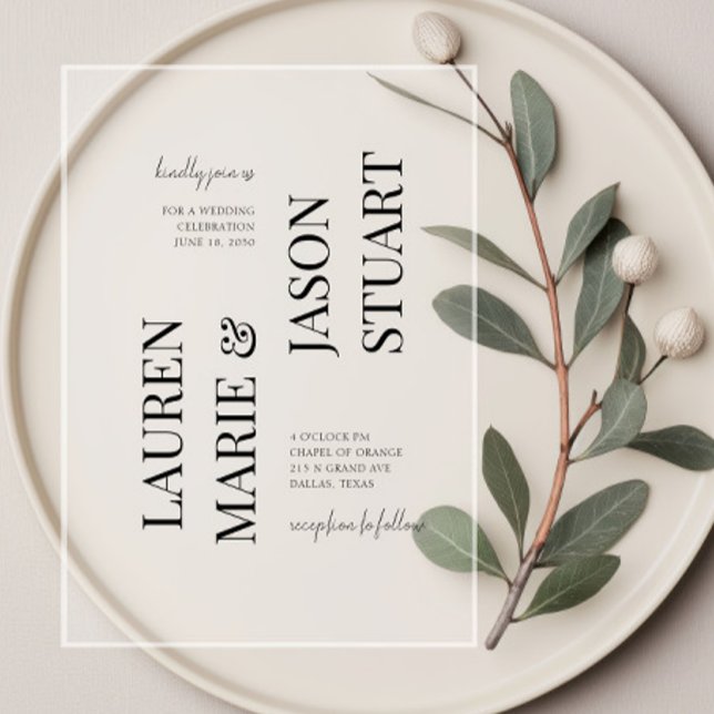 Simple Minimalist Typography Black Wedding Acrylic Invitations (Creator Uploaded)