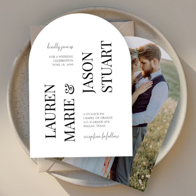 Simple Minimalist Typography Black Wedding Photo Invitation (Creator Uploaded)