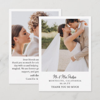 Simple Minimalist Typography Wedding Photo Small Thank You Card