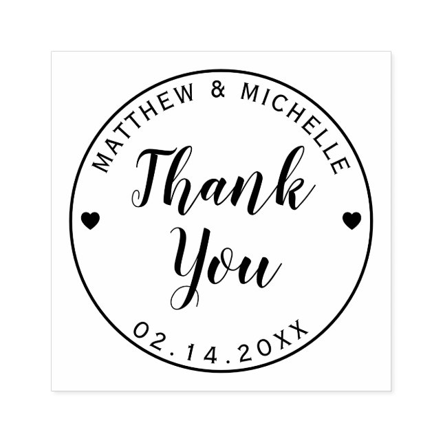 Simple Minimalist Typography Wedding Thank You Rubber Stamp (Imprint)
