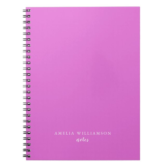 Simple Minimalist Violet Purple Personalised Name Notebook (Front)
