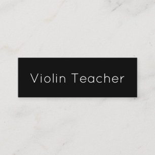 Simple Minimalist Violin Teacher Black and White Mini Business Card
