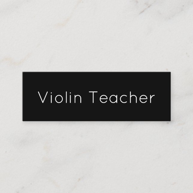 Simple Minimalist Violin Teacher Black and White  Mini Business Card (Front)