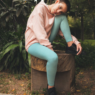 Simple Minimalist Watercolor Turquoise Blue Basic Leggings