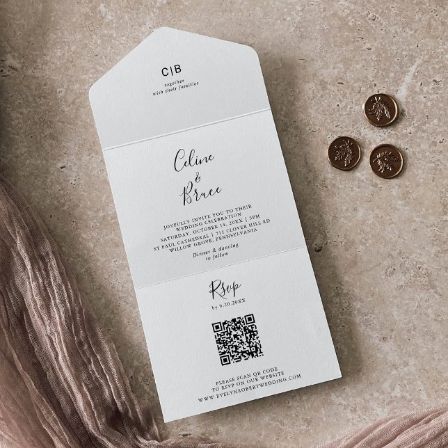 Simple Minimalist Wedding   All In One Invitation (Creator Uploaded)