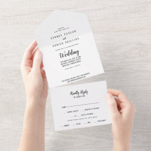 Simple Minimalist Wedding All In One Invitation
