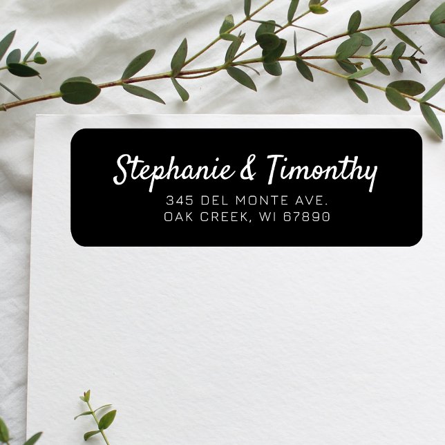 Simple Minimalist Wedding Black Return Address (Effortlessly manage wedding correspondence with our simple return labels, ensuring seamless mailing.)