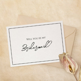 Simple Minimalist Wedding Bridesmaid Proposal Card