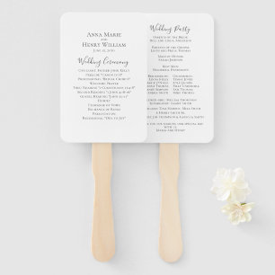 Simple Minimalist Wedding Ceremony Program Hand Fan