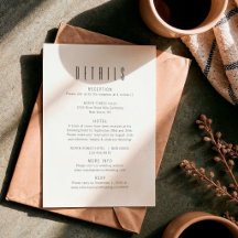 Simple Minimalist Wedding Details Enclosure Card