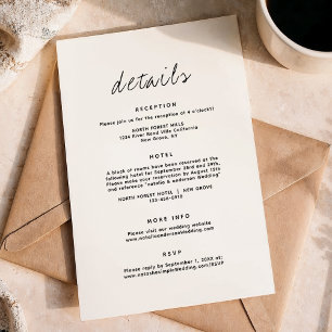 Simple Minimalist Wedding Details Enclosure Card