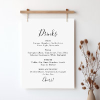 Simple Minimalist Wedding Drinks Menu Sign