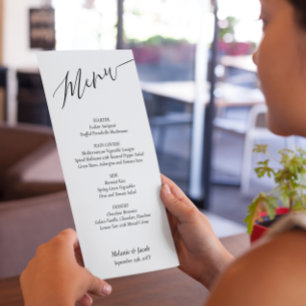 Simple Minimalist Wedding Flat Menu Card