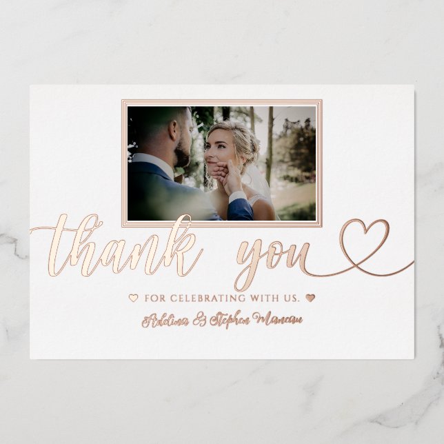 Simple Minimalist Wedding Gold Foil Thank You Card (Front)