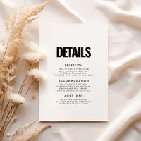 Simple minimalist wedding guest information