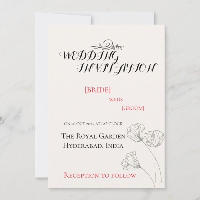 Simple Minimalist Wedding Invitation (Front)