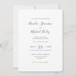 Simple Minimalist Wedding Invitation Flat Card