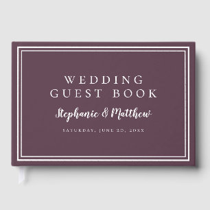 Simple Minimalist Wedding Modern Moody Purple Guest Book