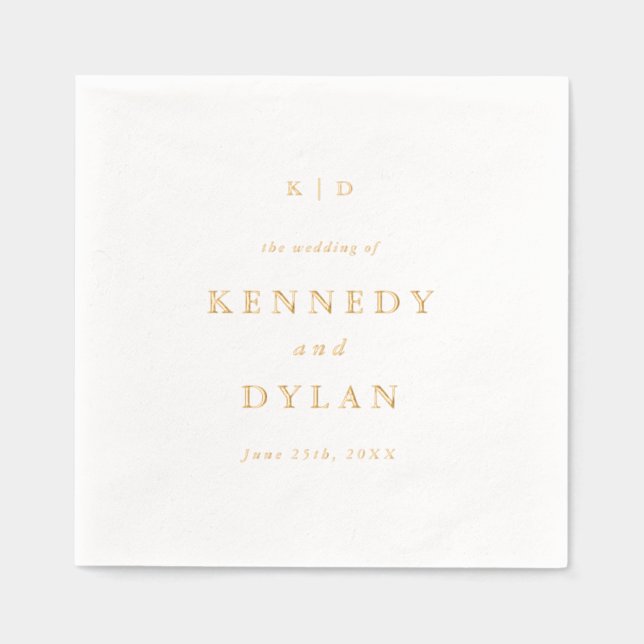 Simple Minimalist Wedding Monogram Foil Napkins (Front)