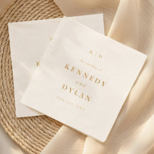 Simple Minimalist Wedding Monogram Foil Napkins