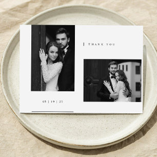 Simple Minimalist Wedding Photo Thank You Card