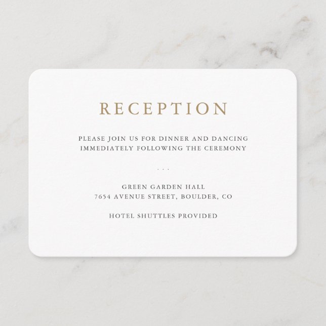 Simple Minimalist Wedding Reception Card (Front)
