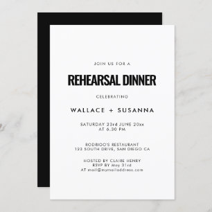 Simple minimalist wedding rehearsal dinner invitation