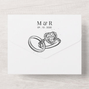 Simple minimalist wedding ring all in one invitation
