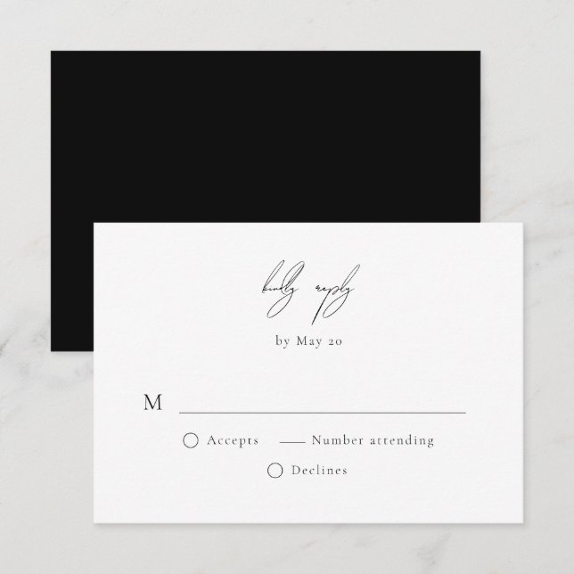 Simple  Minimalist Wedding RSVP Response Card (Front/Back)